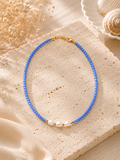 Blue Skies Pearl Beaded Necklace