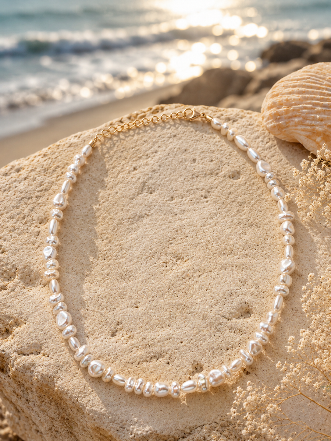 Coastal Pearl Beaded Necklace