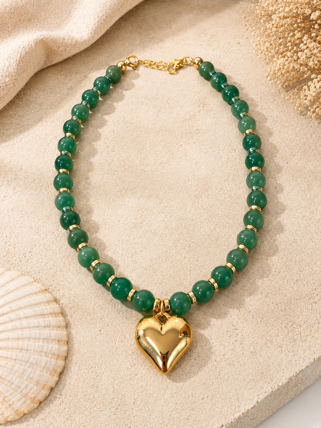 Coastal Green Heart Necklace