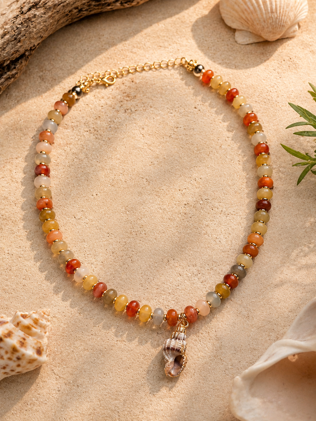Golden Sunset Beaded Necklace